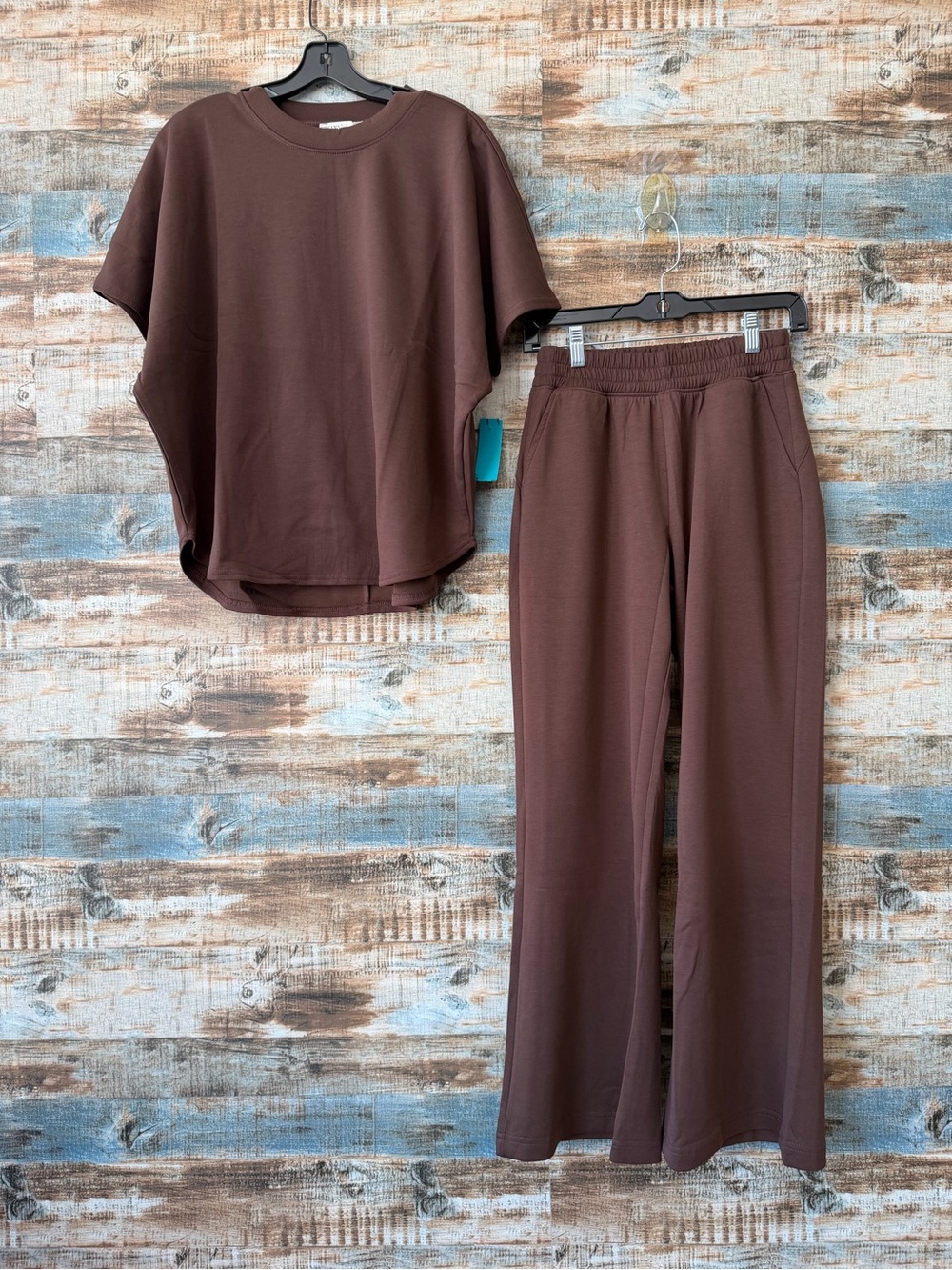 Zenana Scuba Chocolate Women's Lounge Pants & Top Set - Picture 1 of 3